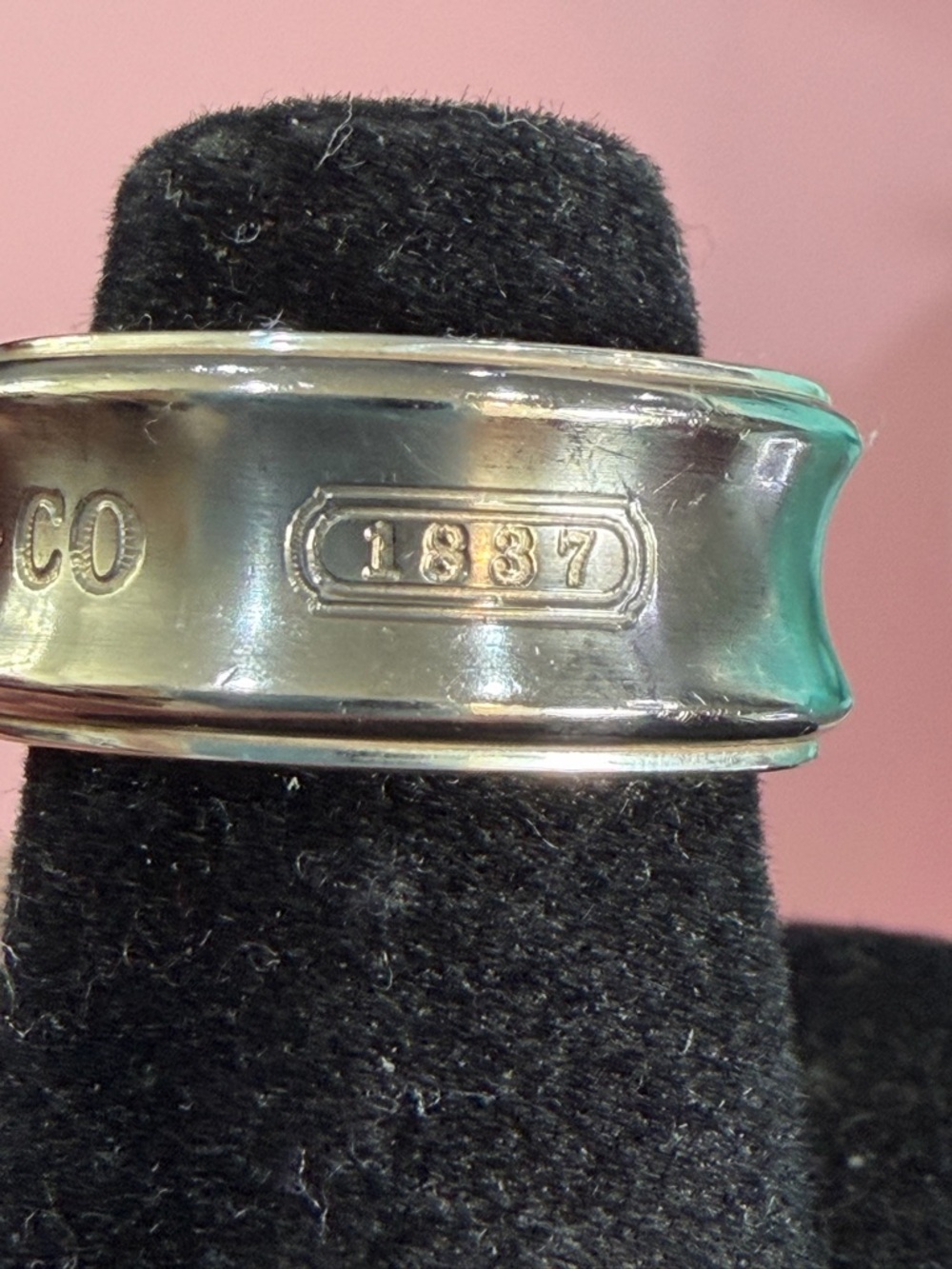 💍Tiffany & Co. 1837 Concave Vintage Sterling Silver 925 & Titanium Ring Sz 4.5 🎀 - Picture 9 of 15